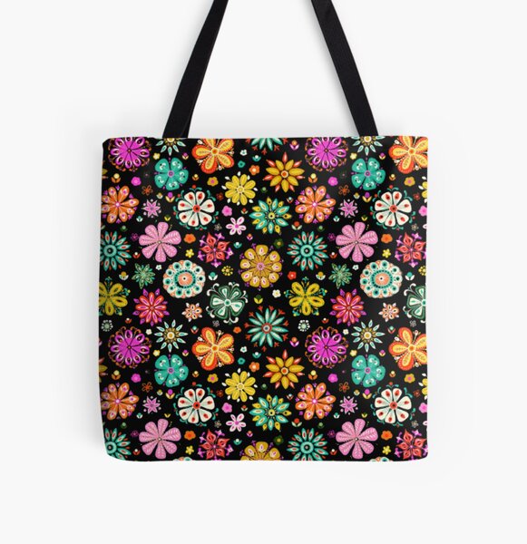 Colorful Flowers Floral Pattern Tote Bag by Noirty Designs - Pixels