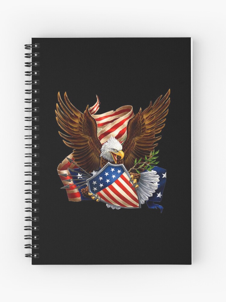 Cuaderno de espiral «Escudo de águila patriótica flechas bandera americana  4 de» de urielzxvdicks | Redbubble