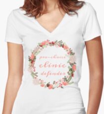 Pro-Choice Clinic Defender Women's Fitted V-Neck T-Shirt