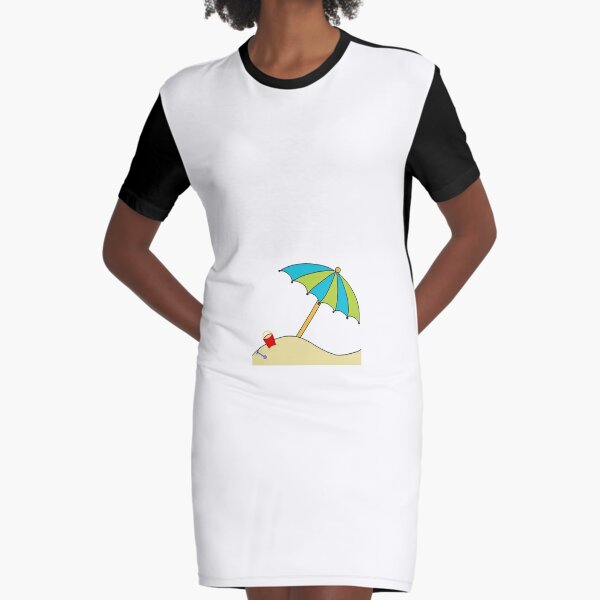 Sun umbrella, bucket and spade, beach Graphic T-Shirt Dress