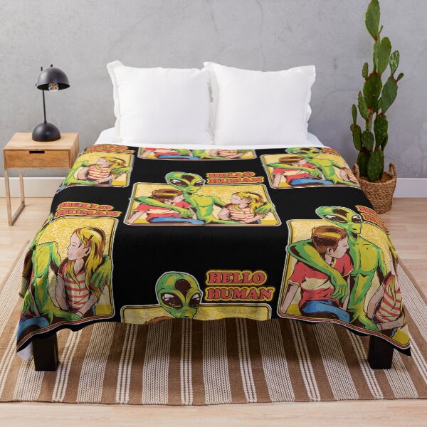 Item preview, Cool Retro Alien Et Hello Humans Outer Space Galaxy Fans designed and sold by alifehcmc.