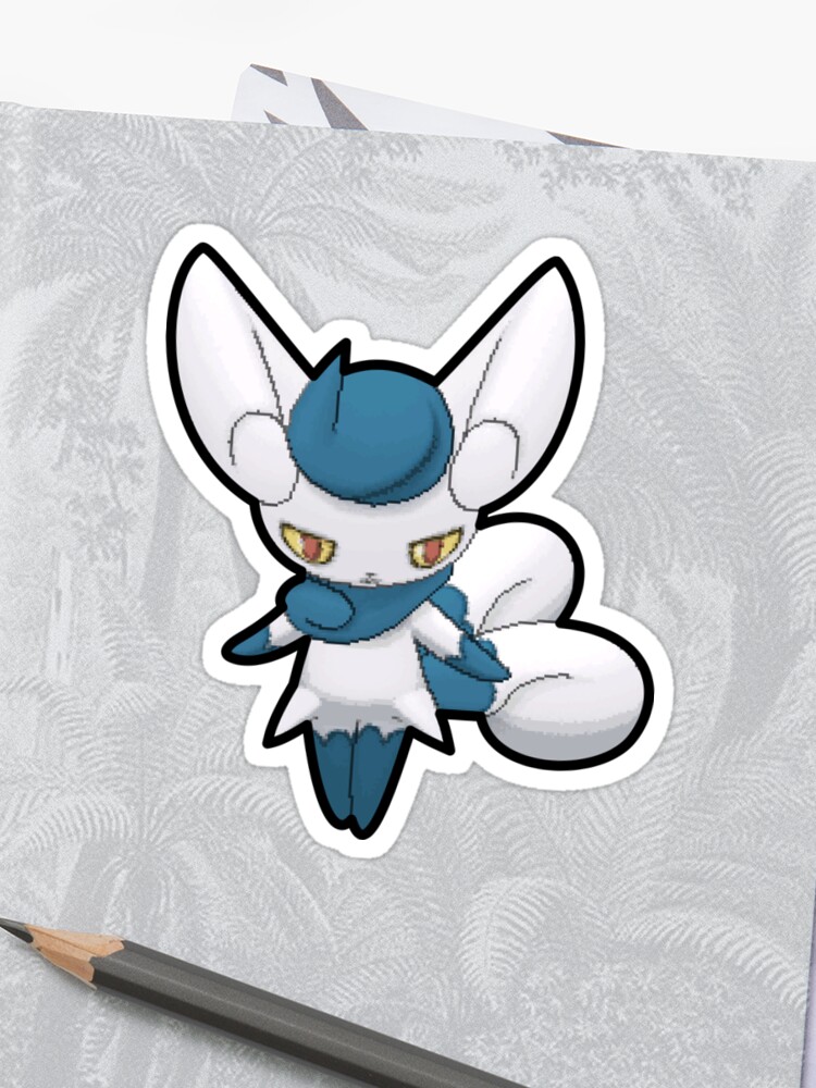 Female Meowstic Pokemon Amie Thick Border Sticker By