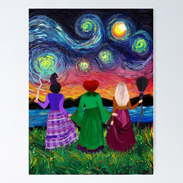 Item preview, Hocus pocus Sanderson sisters in starry night painting designed and sold by Neeyotic.