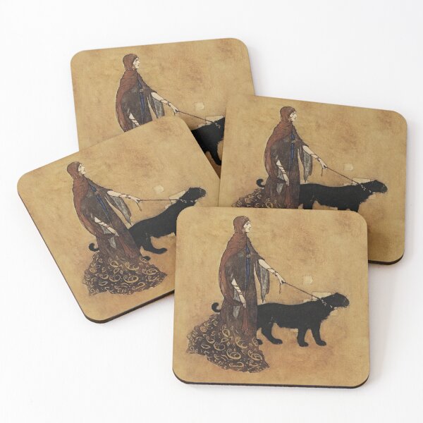 Item preview, A woman walking her panther designed and sold by Vintage Designs +.