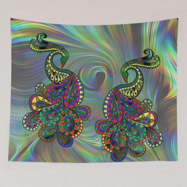 Item preview, Abstract fractal & a peacock drawing designed and sold by NadineMay.