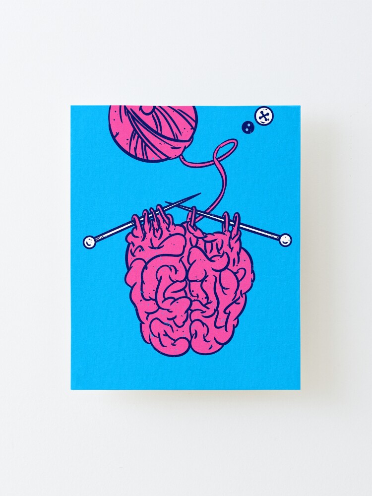 Alternate view of Knitting a brain Mounted Print
