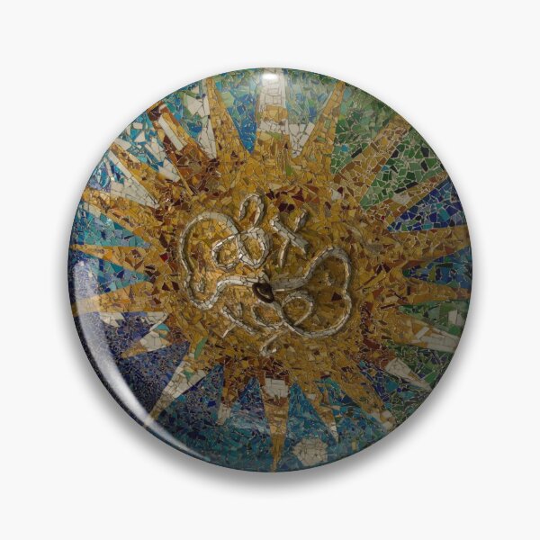 Item preview, Stylized Sun - Antoni Gaudi Ceiling Medallion at Hypostyle Room in Park Guell - Left Horizontal designed and sold by Georgia Mizuleva.