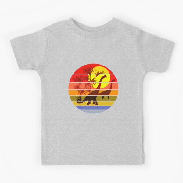 Brachiosaurus Dinosaurs By The River At Sunset Kids T-Shirt
