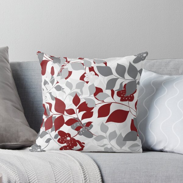 Item preview, Red and gray botanical floral pattern designed and sold by BLMcreations.