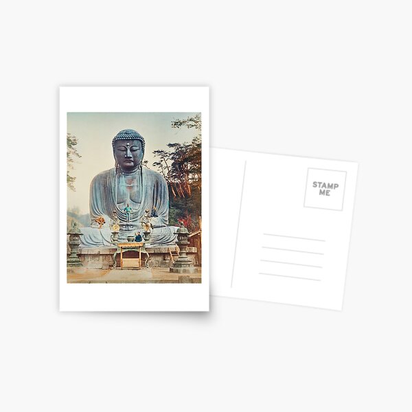Vintage Japanese Art of Bronze Buddha at Kamakurai Japan Postcard