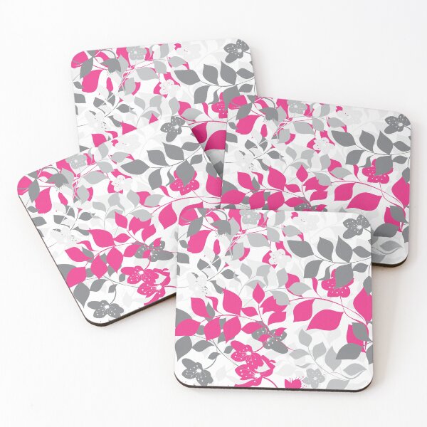 Item preview, Pink and gray botanical floral pattern designed and sold by BLMcreations.