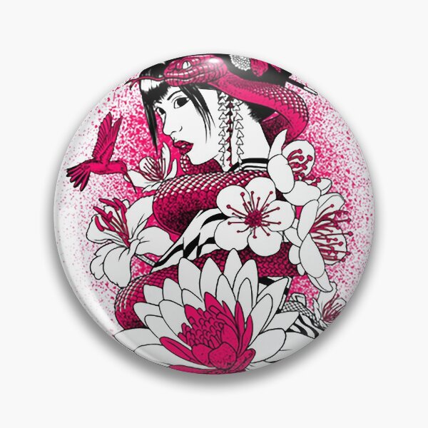 Item preview, Geisha with pink snake designed and sold by DeimosArt.