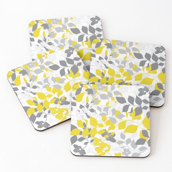Item preview, Yellow and gray botanical floral pattern designed and sold by BLMcreations.