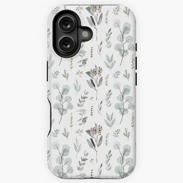 Eucalyptus watercolor lineal pattern iPhone Tough Case