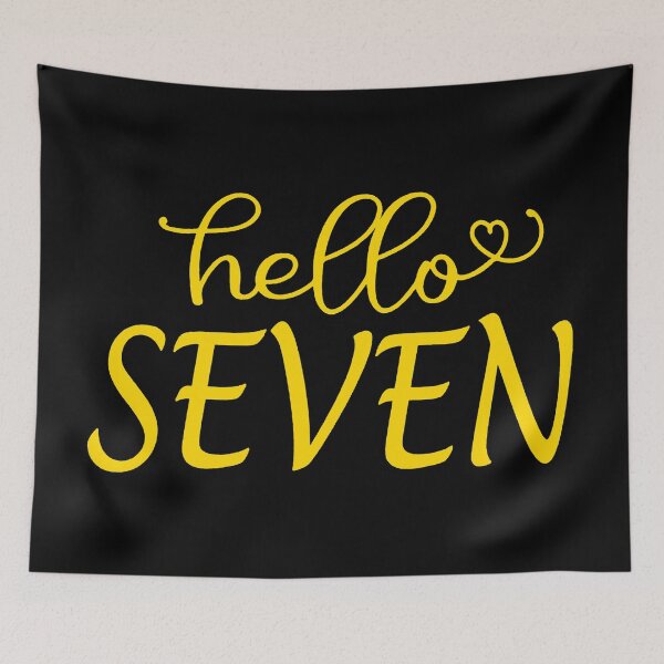 Item preview, yellow Hello Seven, 7th Birthday, Seven Year Old Birthday Gift, Seventh Birthday Gift, Seventh Birthday, Seven year old designed and sold by donnalitkuhau.