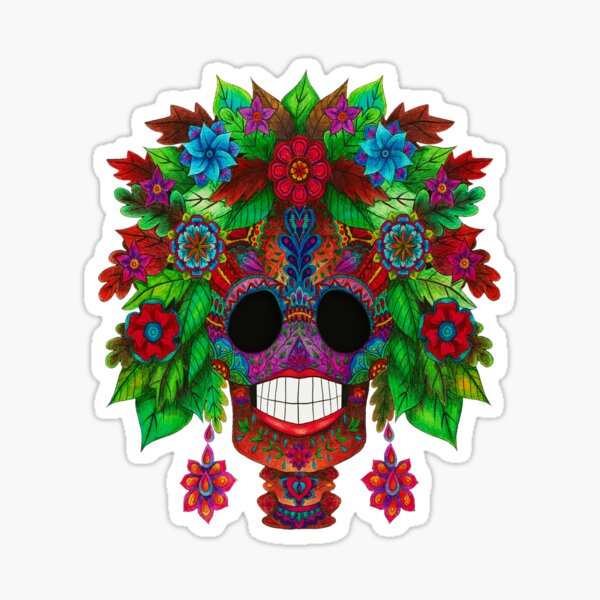Colourful Sugar Skull Sticker