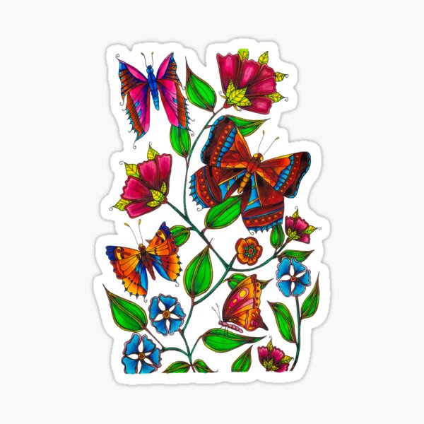 Butterflies and Flowers Sticker