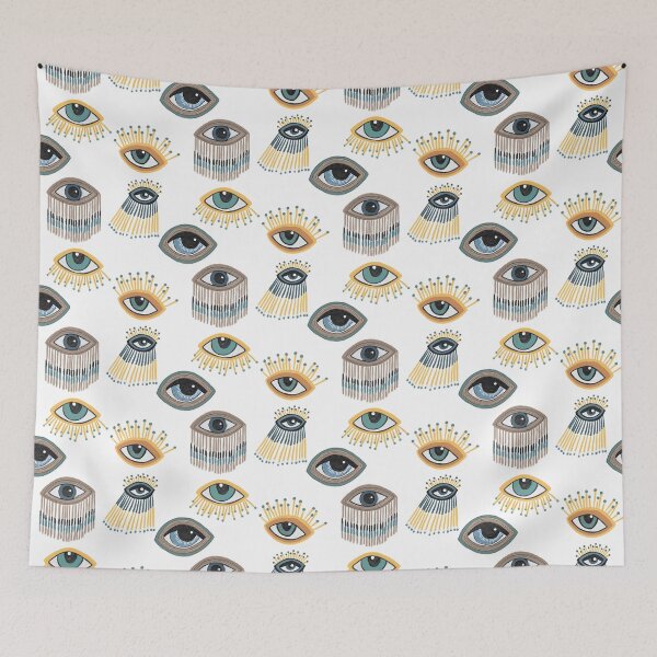 Item preview, Evil Eyes pattern on white  designed and sold by Quick Brown Fox Canada.