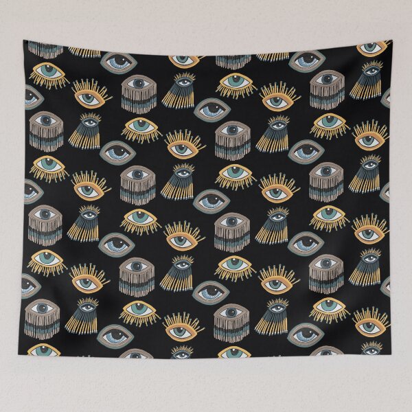 Item preview, Evil Eyes pattern on Black designed and sold by Quick Brown Fox Canada.