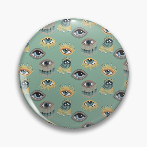 Item preview, Evil eyes pattern on jade green.  designed and sold by Quick Brown Fox Canada.