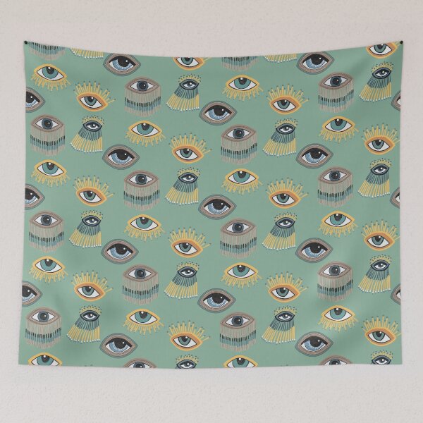 Item preview, Evil eyes pattern on jade green.  designed and sold by Quick Brown Fox Canada.