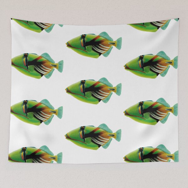 Item preview, lagoon triggerfish (Rhinecanthus aculeatus), blackbar triggerfish, Picasso triggerfish, the Picassofish Fish Art - Vintage Print designed and sold by Studio66Designs.