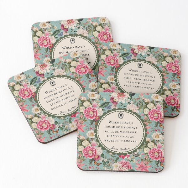 Item preview, Jane Austen Library Quote, Literary, Bookish, Book Lover, Vintage Floral Flowers designed and sold by CultandObscure.
