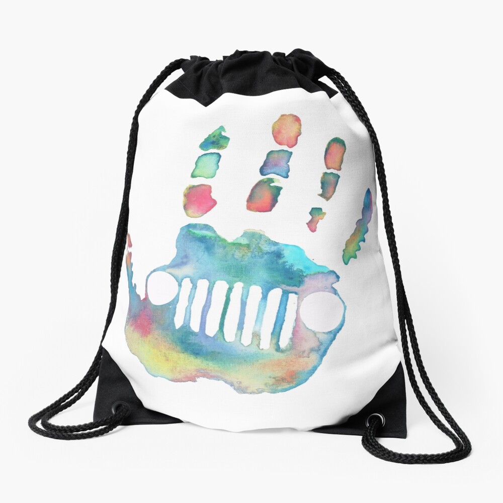 Watercolor Jeep wave Drawstring Bag