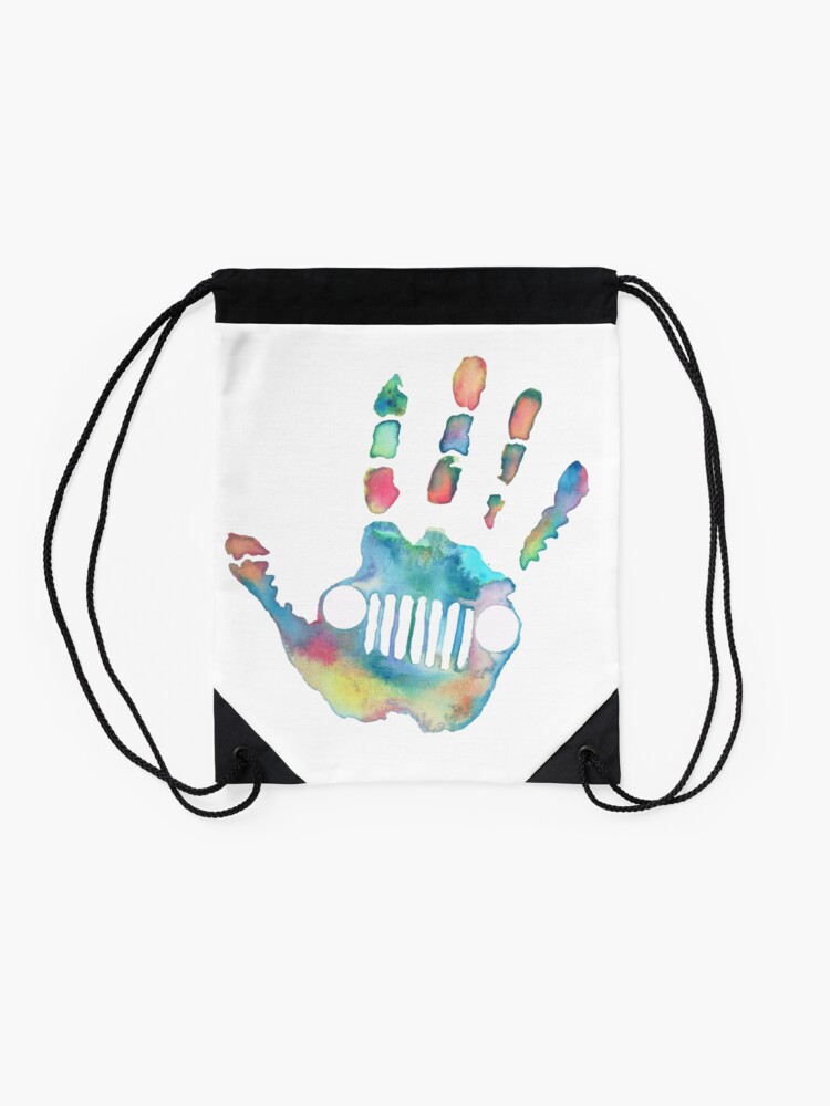 Alternate view of Watercolor Jeep wave Drawstring Bag