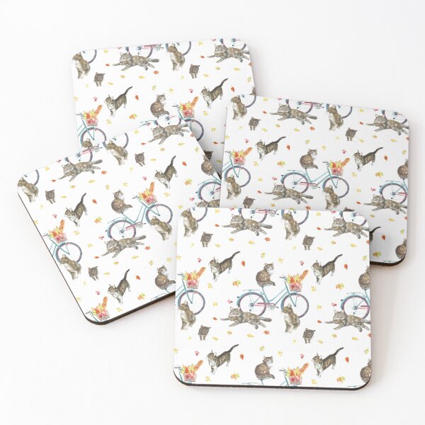 Item preview, Autumn Bicycle Cats - Through the Leaves designed and sold by SewnMemories.