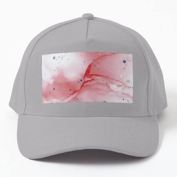 Alcohol ink coral, red, blue, dots # 2 Baseball Cap