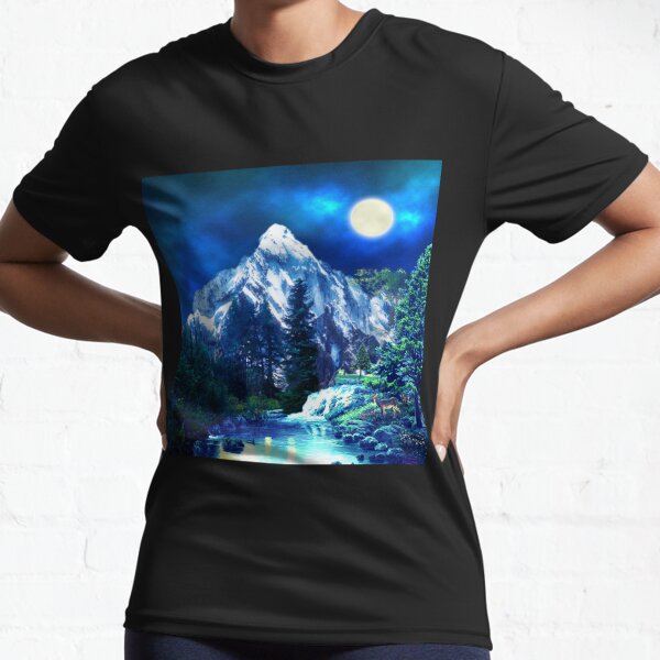 Mountains and Wildlife Night Mood Forest Active T-Shirt