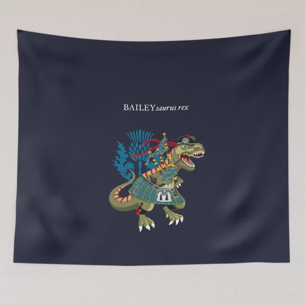 Item preview, Clanosaurus Rex BAILEYsaurus rex Bailey Scotland Ireland Plaid Family Tartan designed and sold by Lisa Rotenberg.