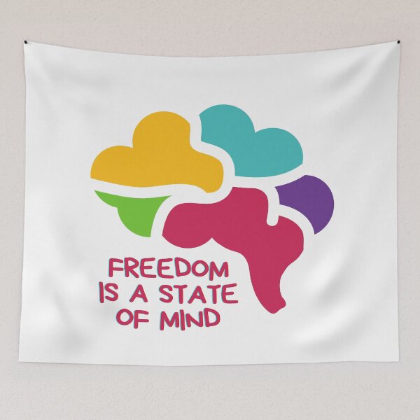 Item preview, Freedom is a State of Mind, Inspirational Design with A Colorful Brain Typography quote designed and sold by SuperCutsTshirt.