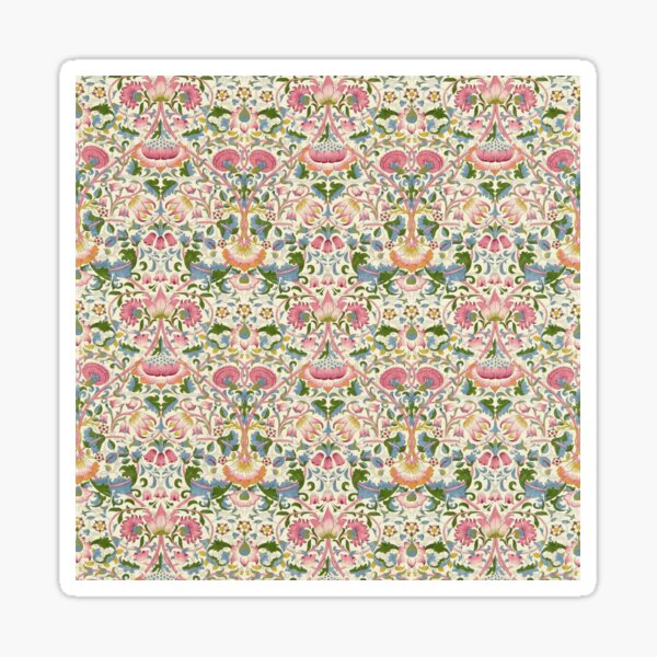 William Morris Pink Blush Blue Woad Vintage Lodden Floral Botanical Pattern Sticker