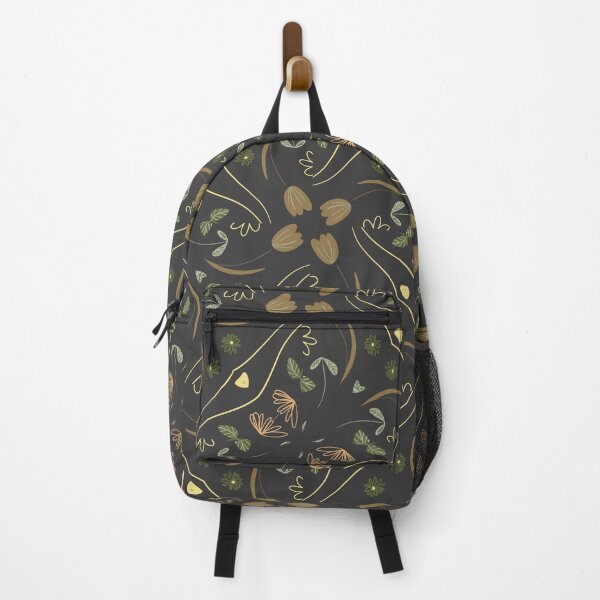 Item preview, Brown and Light Sage Green Nature Leaves Pattern on Black designed and sold by cozycaroline.