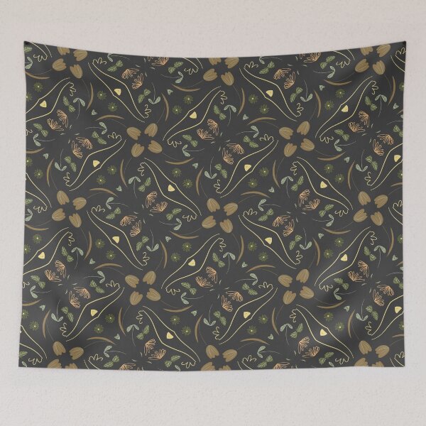 Item preview, Brown and Light Sage Green Nature Leaves Pattern on Black designed and sold by cozycaroline.