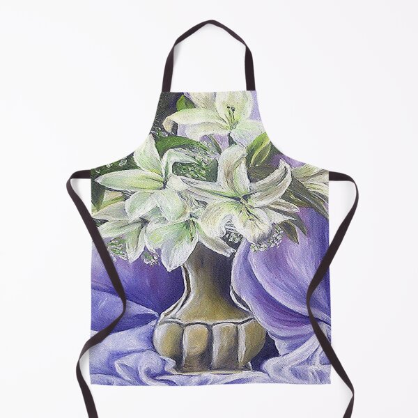 Item preview, ST JOSEPH LILIES IN CLAY POT AND LIGHT PURPLE DRAPERY,FINE ART PRINT, STILL LIFE Inspired by nature designed and sold by Adri Barnard.