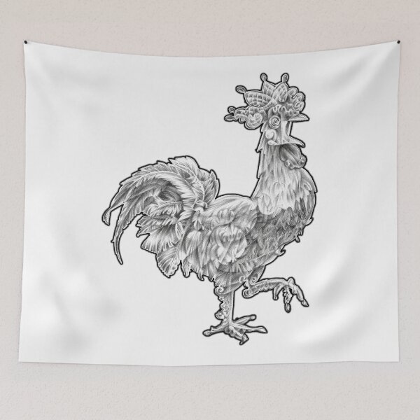 Item preview, Abstract Rooster Graphite Pencil Drawing designed and sold by elfeather.