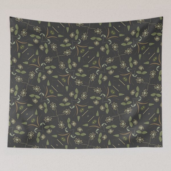 Item preview, Brown and Light Sage Green Nature Leaves Pattern on Black designed and sold by cozycaroline.