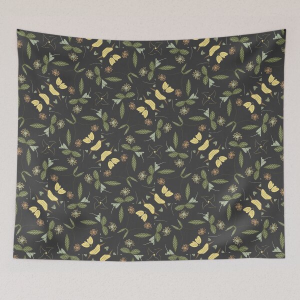 Item preview, Brown and Light Sage Green Nature Leaves Pattern on Black designed and sold by cozycaroline.