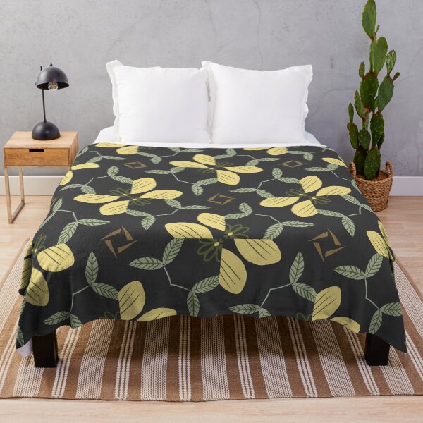 Item preview, Brown, Light Sage Green and Yellow Nature Leaves Pattern on Black designed and sold by cozycaroline.