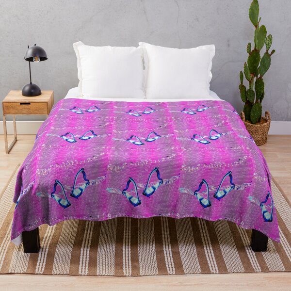 Item preview, Blue harps and abstract music on pink designed and sold by Only1helen.