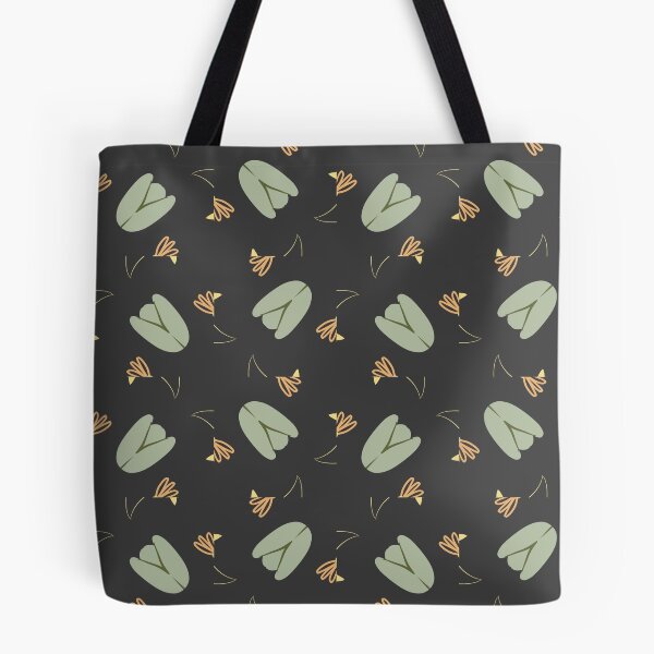 Item preview, Brown,  Light Sage Green and Yellow Nature Leaves Pattern on Black designed and sold by cozycaroline.