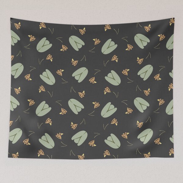 Item preview, Brown,  Light Sage Green and Yellow Nature Leaves Pattern on Black designed and sold by cozycaroline.