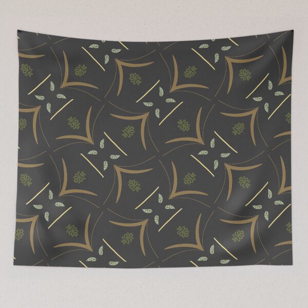 Item preview, Brown,  Light Sage Green and Yellow Nature Leaves Pattern on Black designed and sold by cozycaroline.