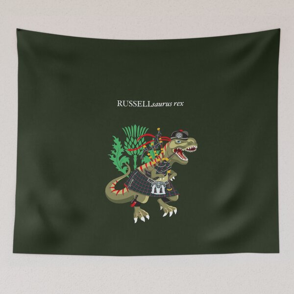 Item preview, Clanosaurus Rex RUSSELLsaurus rex Russell Modern Scotland Ireland Plaid Family Tartan designed and sold by Lisa Rotenberg.