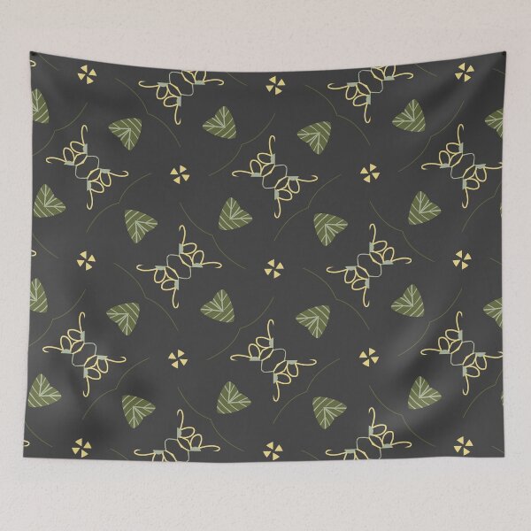 Item preview, Brown, Light Sage Green and Yellow Nature Leaves Pattern on Black designed and sold by cozycaroline.