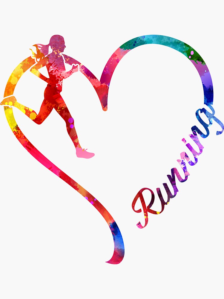 "Running heart" Sticker for Sale by CactusDesigns68 Redbubble