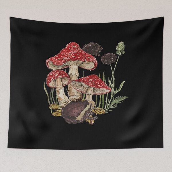 Item preview, Frog Under Toadstool & Vintage Flowers Cottagecore Aesthetic designed and sold by Dressed For  Duty.